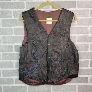Patchwork Vintage Faux Leather Bikercore Vintage 80's Motorcycle  Punk Vest 46